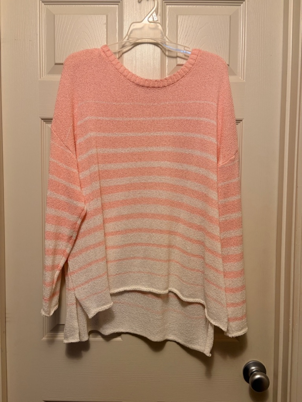 Simply Southern Pink & Cream Striped Scoop Neck Sweater